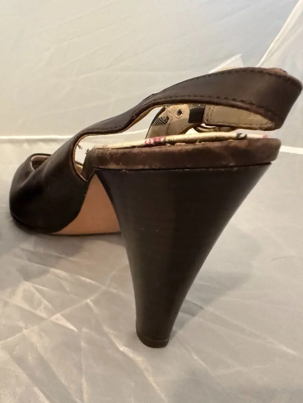 Coach Brown Leather Slingback Heels Women's Size 7 Made in Italy